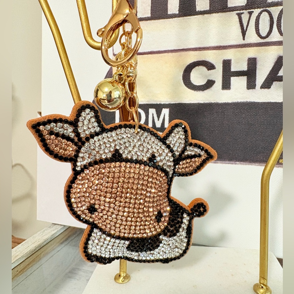 Crystal Cow Bag Charm / Keychain, NWT